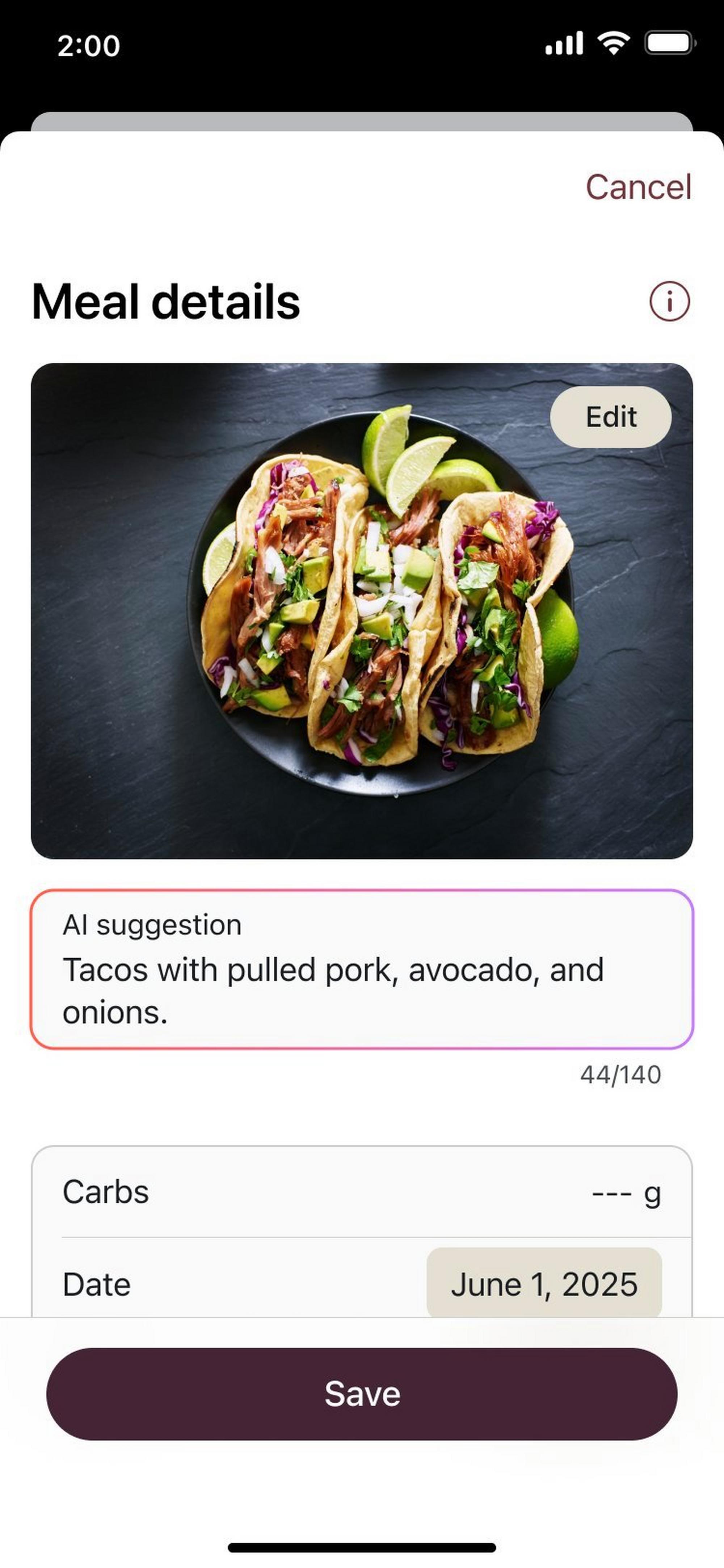 v1.8 app screen meal details 2